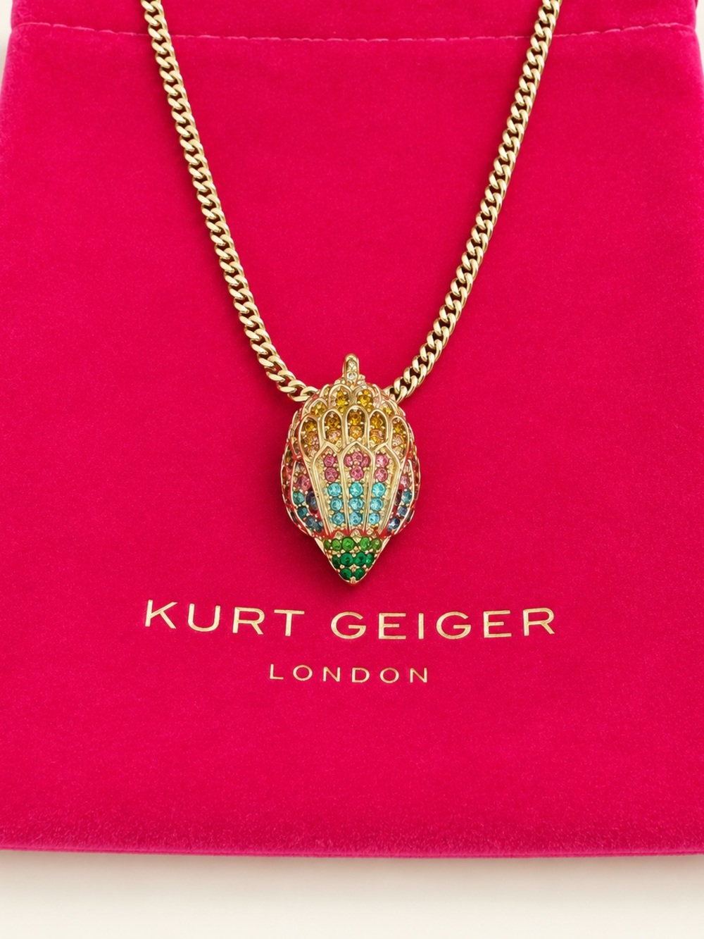 Kurt Geiger Gold-tone Multicolor Crystal Shell Pendant Necklace